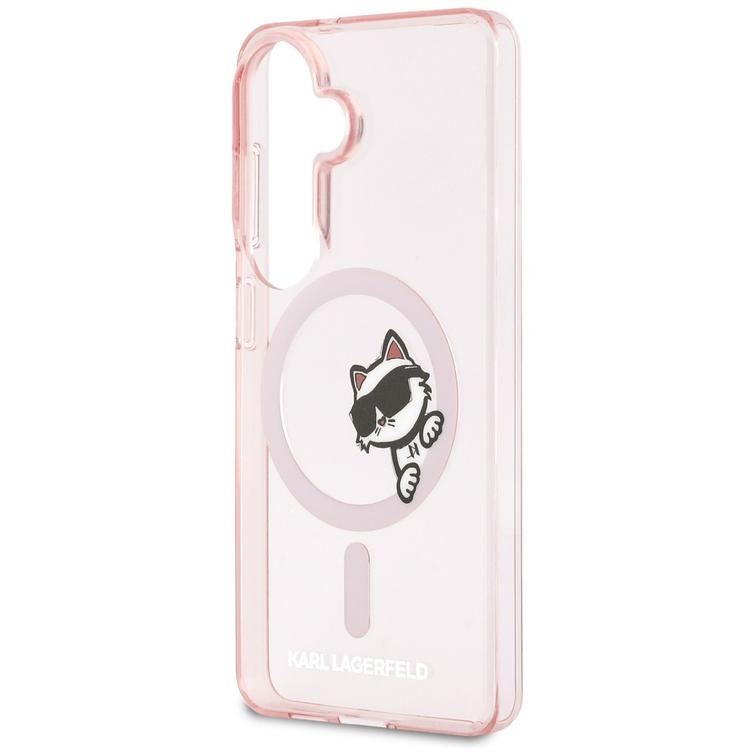 Karl Lagerfeld case IML Peekaboo Choupette MagSafe for Samsung Galaxy S26 pink