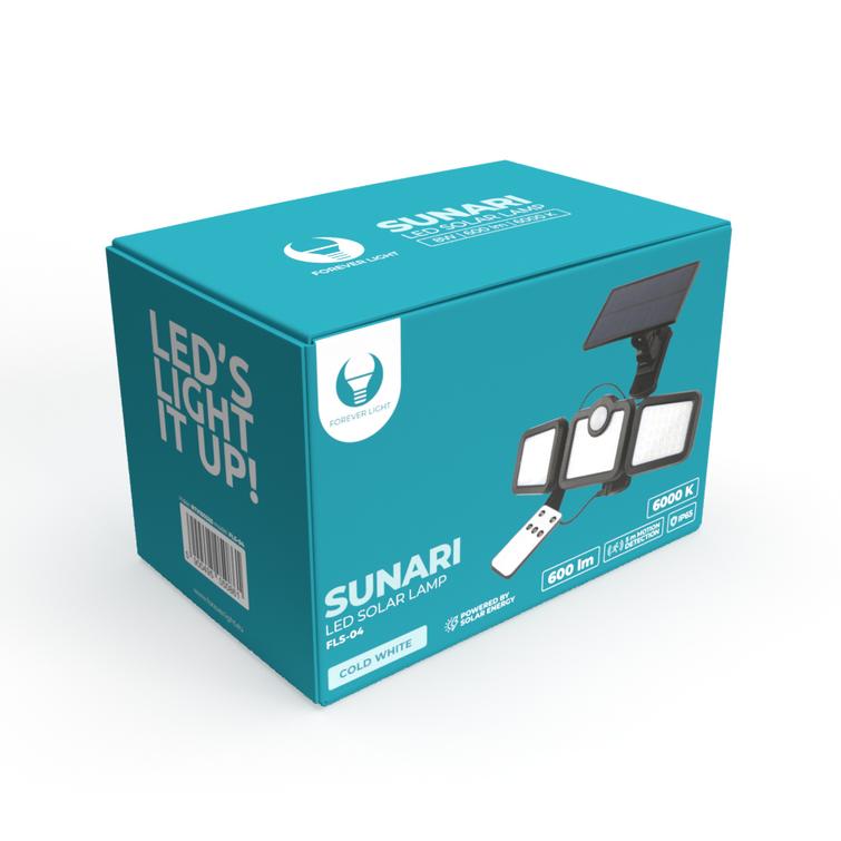 Forever Light aurinkokenno-LED-lamppu SUNARI FLS-04 108*SMD PIR 10W 800lm 6000K 2400mAh Li-ion Forever Light