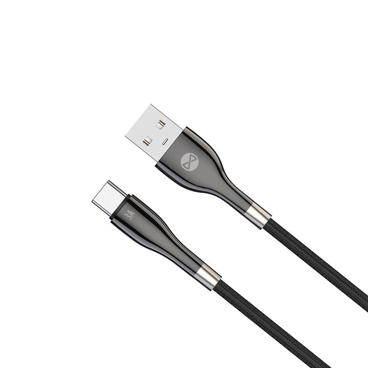 Forever Sleek USB-C-kaapeli - USB-C-kaapeli 1,0 m 3A musta