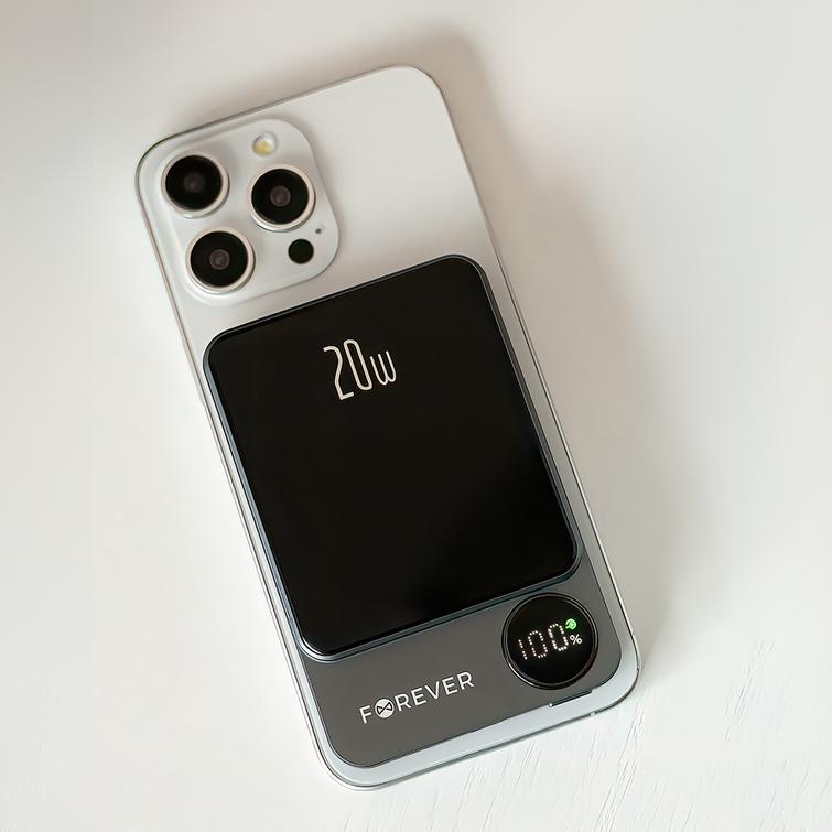 Forever langaton varavirtalähde MATB-200 20W PD 5000 mAh magneettinen musta