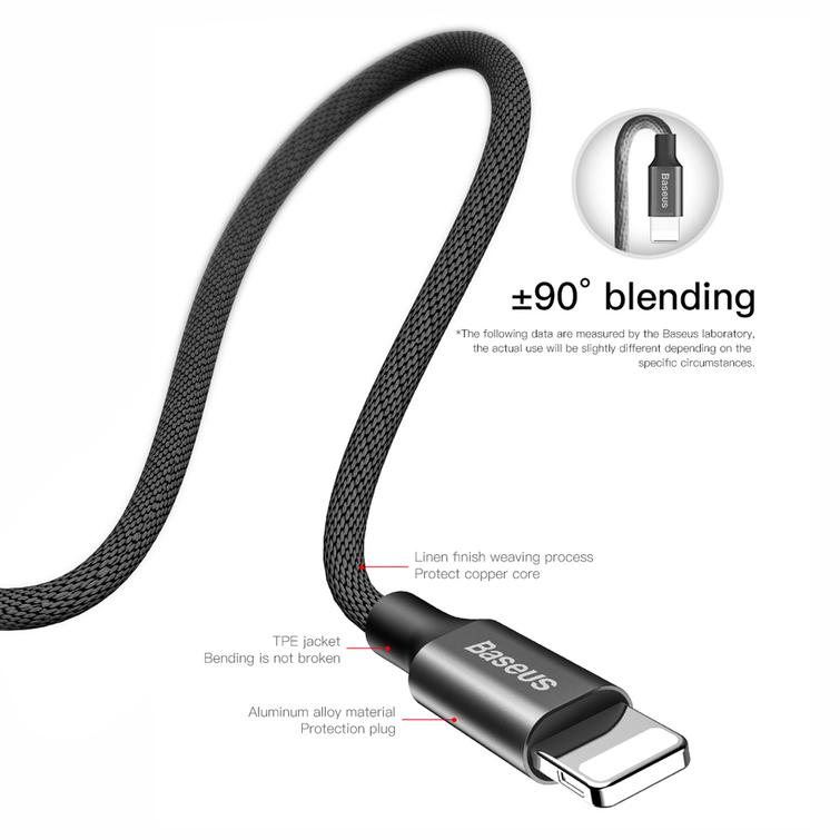 Baseus Yiven USB-Lightning-kaapeli 1,8 m 2A musta