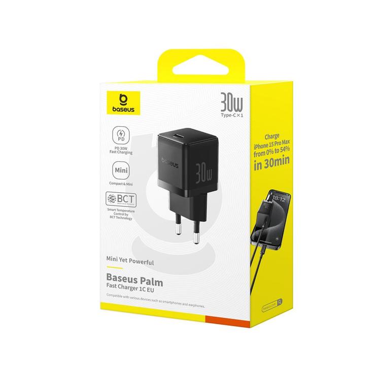 Baseus Palm Fast Charger Wall Charger 30W 1&times;USB-C EU Moon White