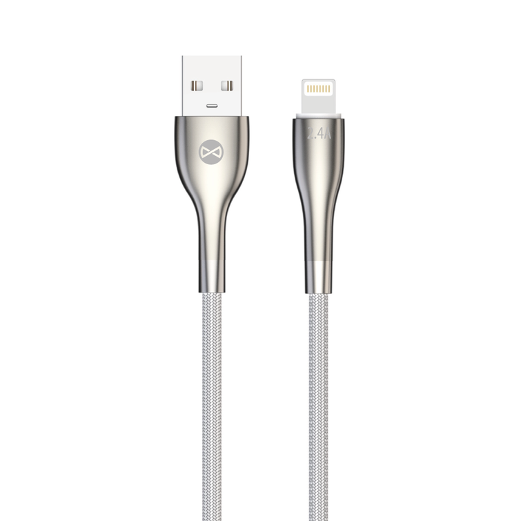 Forever Sleek USB-kaapeli - Lightning 1,0 m 2.4A valkoinen