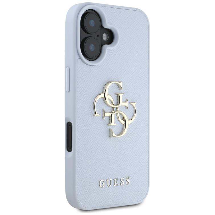 Guess Hardcase PU Grained Big 4G and Classic Logo -suojakuori iPhone 16 6,1":lle, sininen