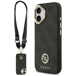 Guess 4G Strass Logo & Big Strap Metal Buttons MagSafe -kotelo iPhone 17:lle, musta