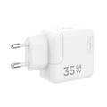 WALL CHARGER MX BURST GaN PD 35W, 2xUSB-C + C/LIGHTNING PD CABLE 20W WHITE