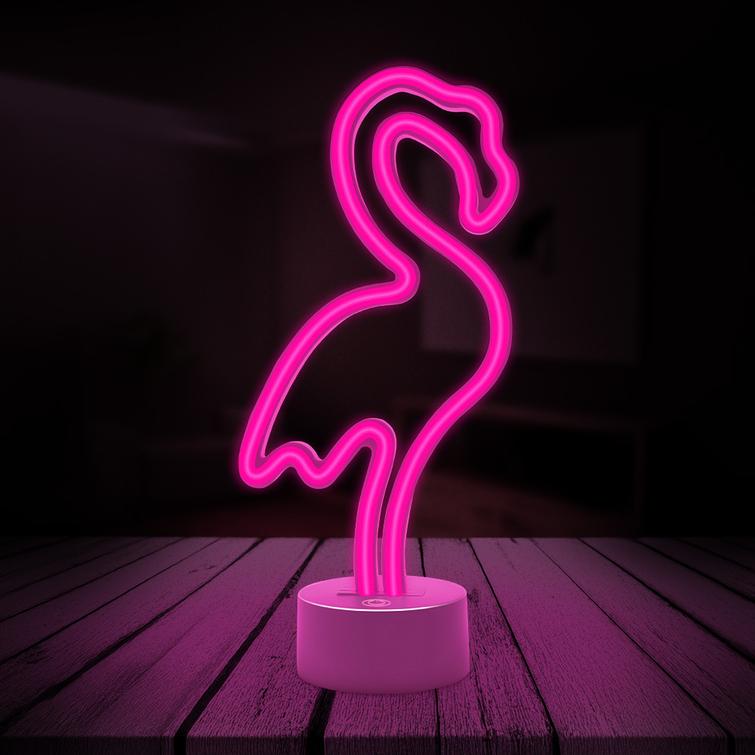 Neon-LED jalustalla FLAMINGO pinkki USB-C FSC-11 Forever Light
