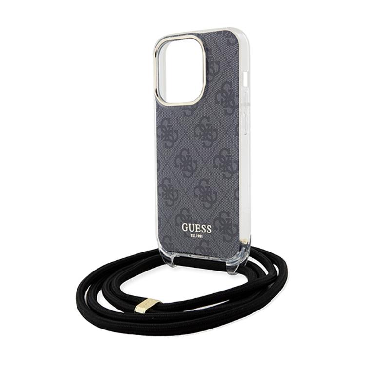 Guess iPhone 15 Pro 6,1" suojakuori GUHCP15LHC4SEK musta HC CROSSBODY CORD 4G PRINT