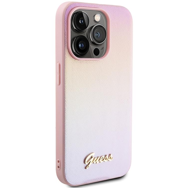 Guess iPhone 15 Pro 6,1" suojakuori GUHCP15LPSAIRSP pinkki HC PU SAFFIANO IRIDESCENT SCRIPT