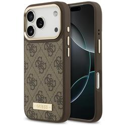 Guess 4G Logo Plate MagSafe case for iPhone 17 Pro brown