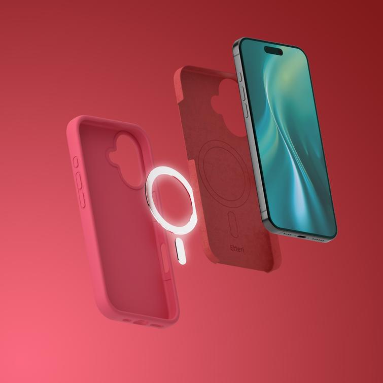 Etteri Silicone Mag kotelo iPhone 17 vadelmalle