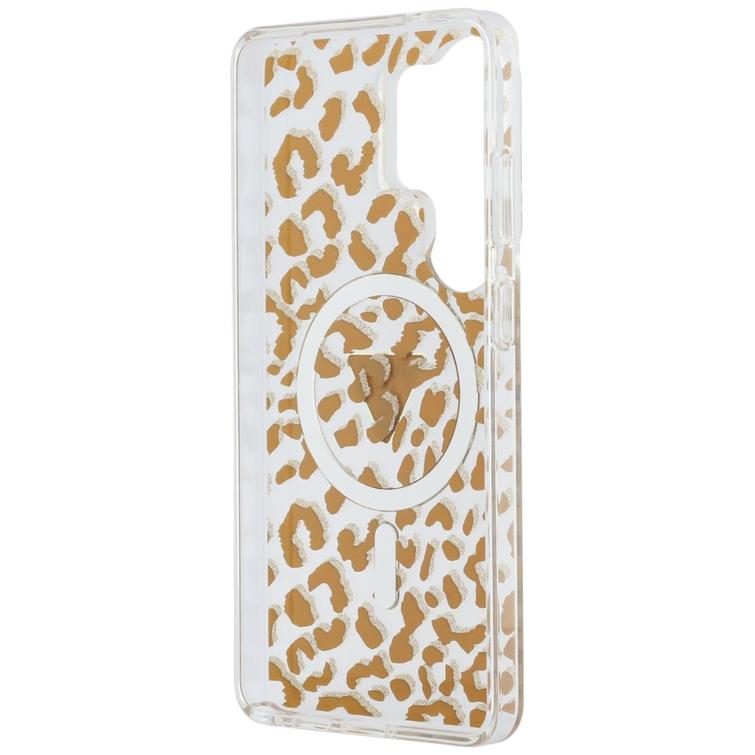 Guess case IML Leopard Print Triangle MagSafe for Samsung Galaxy S26 Ultra brown