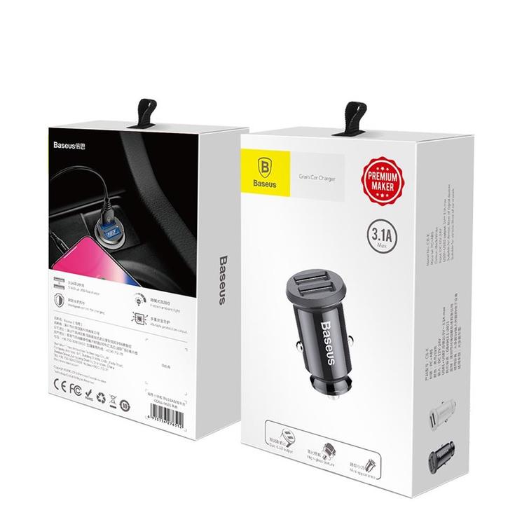 Baseus autolaturi Grain 2x USB 3,1A musta