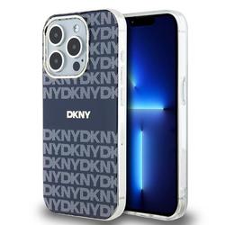 DKNY iPhone 15 Pro 6,1" -puhelimen suojakuori DKHMP15LHRHSEB, nilkkareunainen, HC Magsafe -pintakuvioitu, toistuva kuvio ja raidat.
