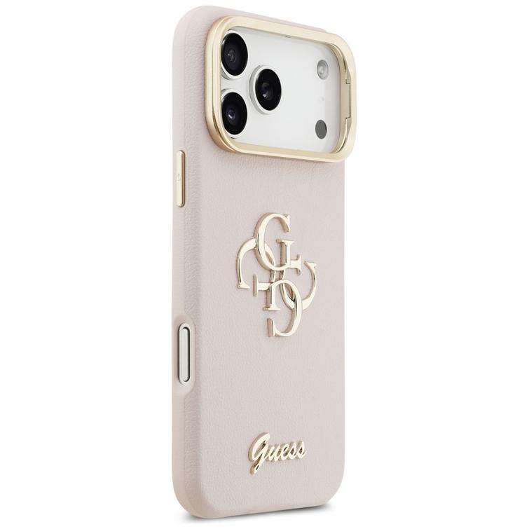 Guess Grained Big 4G & Stand -kamerakotelo iPhone 17 Pro Maxille, pinkki