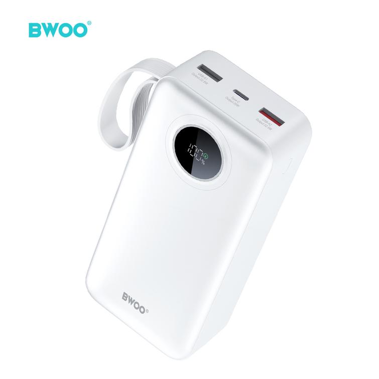 BWOO 22,5W 30000 mAh varavirtal&auml;hde LCD-n&auml;yt&ouml;ll&auml;, valkoinen