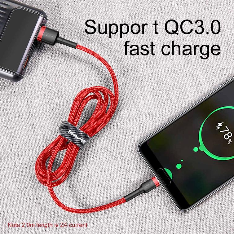 Baseus-kaapeli Cafule USB - USB-C 1,0 m 3A punainen