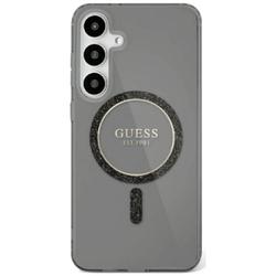 Guess HC Magnetic IML Glitter Circle -suojakuori Samsung Galaxy S25:lle, musta