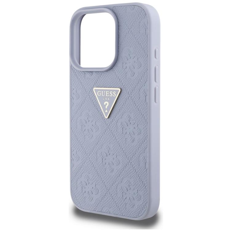 Guess Hardcase PU Grained Hot Stamp 4G Triangle Metal -suojakuori iPhone 16 Pro Maxille 6,9" violetti