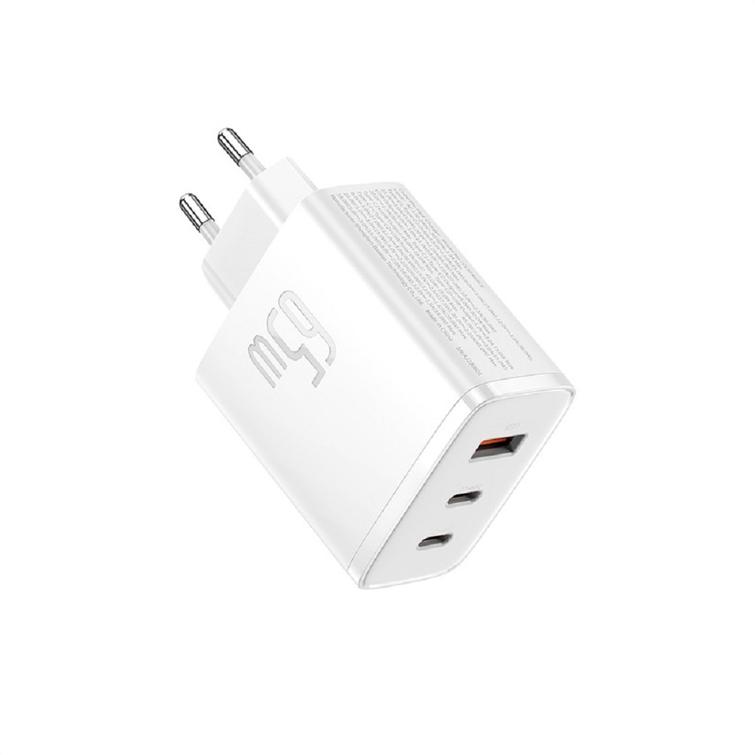 Baseus-sein&auml;laturi Cube Pro PD 65W 2x USB-C 1x USB valkoinen