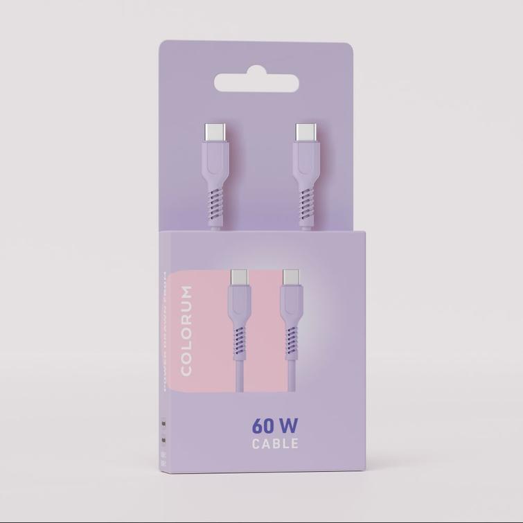 COLORUM-kaapeli USB-C - USB-C 1,8m 3A CK60-CC-09 xLavenda