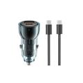 XO autolaturi CC60 60W 1x USB 1x USB-C sininen + USB-C - USB-C -kaapeli