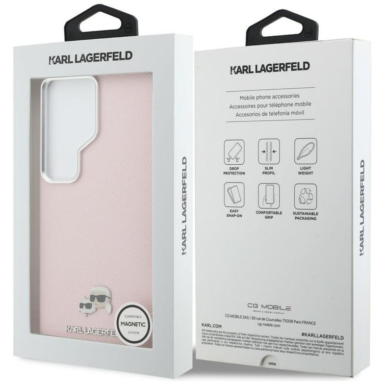 Karl Lagerfeld case Saffiano KC Metal Logo MagSafe for Samsung Galaxy S26 Ultra pink