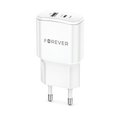 Forever TC-01-20AC PD QC laturi 1x USB-C 1x USB 20W valkoinen