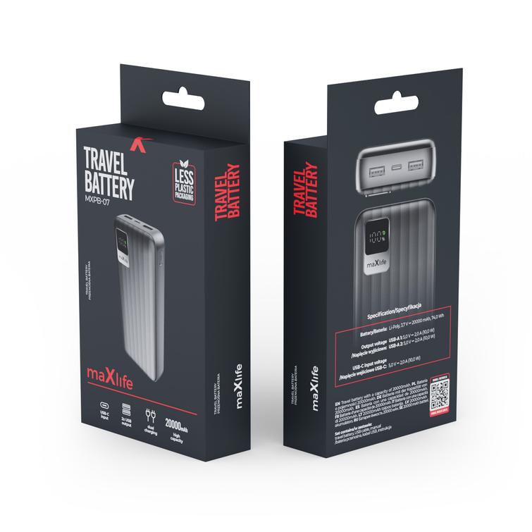Maxlife varavirtalähde MXPB-07 20000 mAh musta
