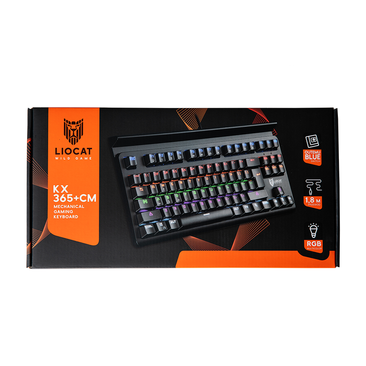 Liocat KX 365+ C -pelinäppäimistö, mekaaninen, qwerty-näppäimistö, outemu, sininen ja musta