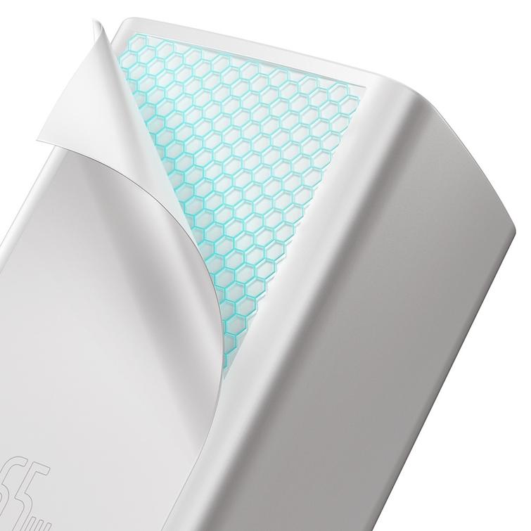 Baseus GaN2 Lite PD -sein&auml;laturi 65W 1x USB-C 1x USB valkoinen