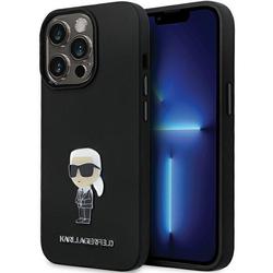 Karl Lagerfeld -suojakuori iPhone 14 Pro 6,1" KLHCP14LSMHKNPK musta HC silikoni Ikonik Metal Pin
