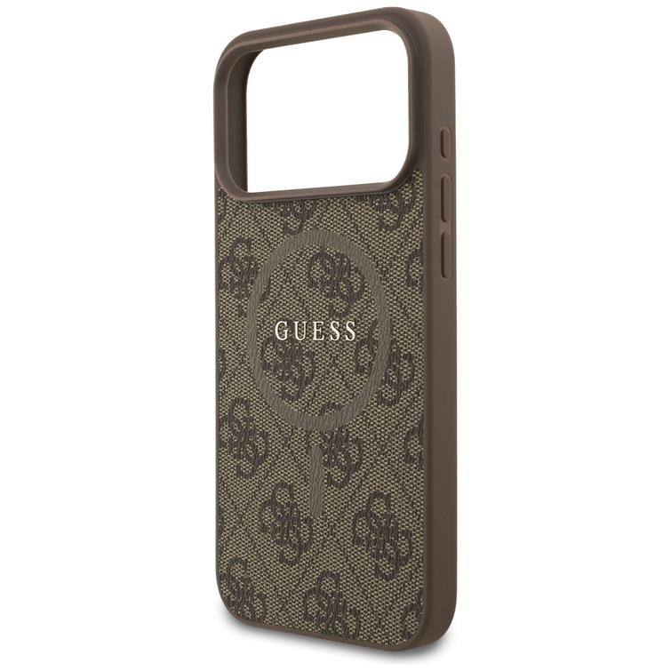 Guess 4G Ring Classic Logo MagSafe case for iPhone 17 Pro Max brown