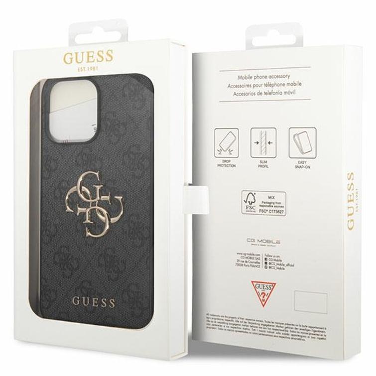 Guess iPhone 15 Pro 6,1" -puhelimen kuoret GUHCP15L4GMGGR harmaa kovakuori 4G Big Metal Logo