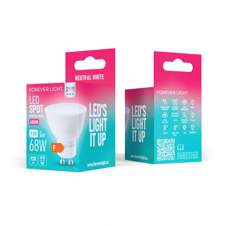 Forever Light LED-lamppu GU10 9.5W 920lm 4000K luokka F