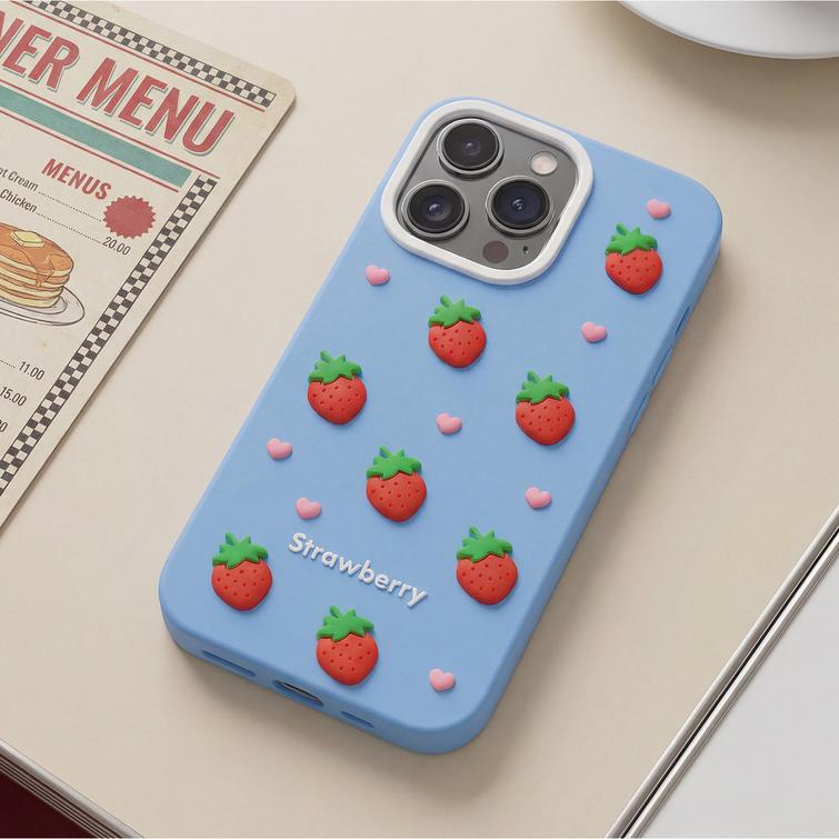 Strawberry case for iPhone 13 / 14 / 15 6,1" blue