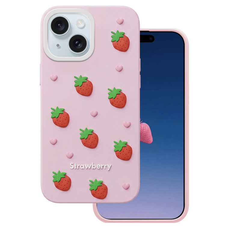 Strawberry case for iPhone 13 / 14 / 15 6,1" pink