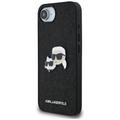 Karl Lagerfeld HC Fixed Glitter K&C Heads Logo Metal Pin -suojakuori iPhone 16e:lle, musta