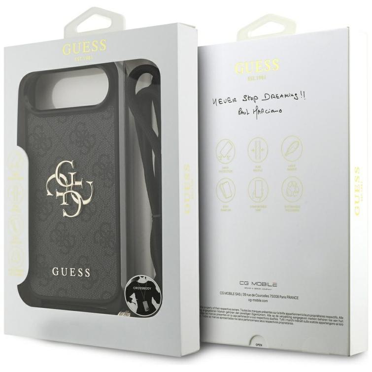 Guess 4G Big Logo Cord Stap -olkalaukku iPhone Airille, musta