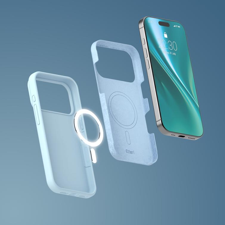 Etteri Silicone Mag -suojakuori iPhone 17 Pro Maxille, vaaleansininen