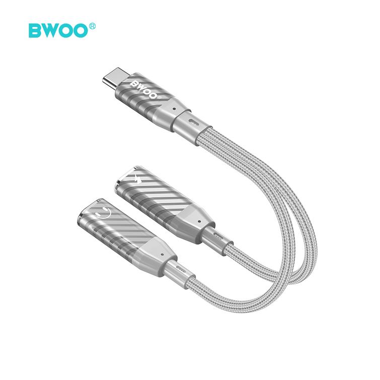 BWOO 2-in-1-sovitin 2 tyypin C porttia 3,5 mm:n liit&auml;nt&auml;&auml;n BZ68