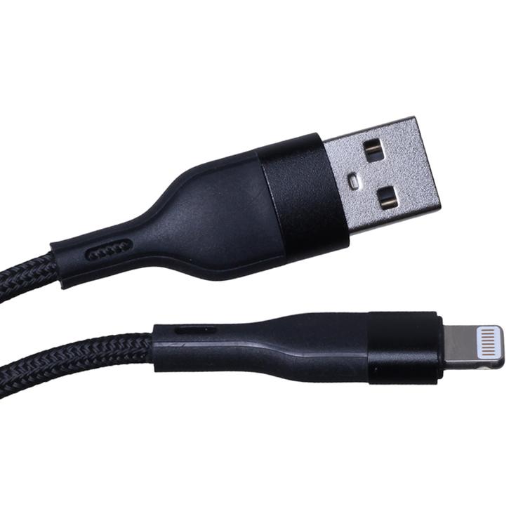 Maxlife MXUC-07 USB-kaapeli - Lightning 1,0 m 2,4A musta nailon