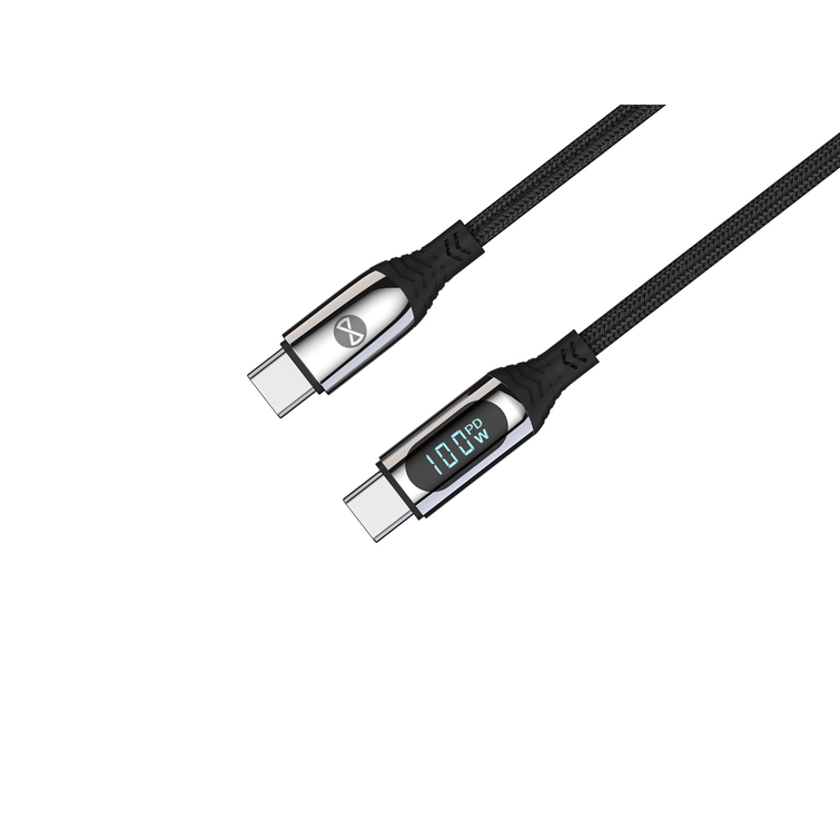 Forever LCD-kaapeli USB-C - USB-C 1,0 m 100W musta