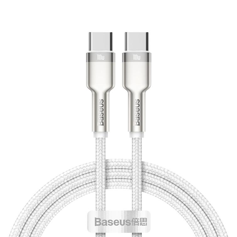 Baseus-kaapeli Cafule Metal PD USB-C - USB-C 1,0 m valkoinen 100W