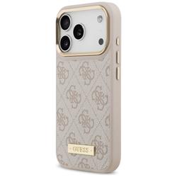 Guess 4G Logo Plate MagSafe -suojakuori iPhone 17 Prolle, pinkki
