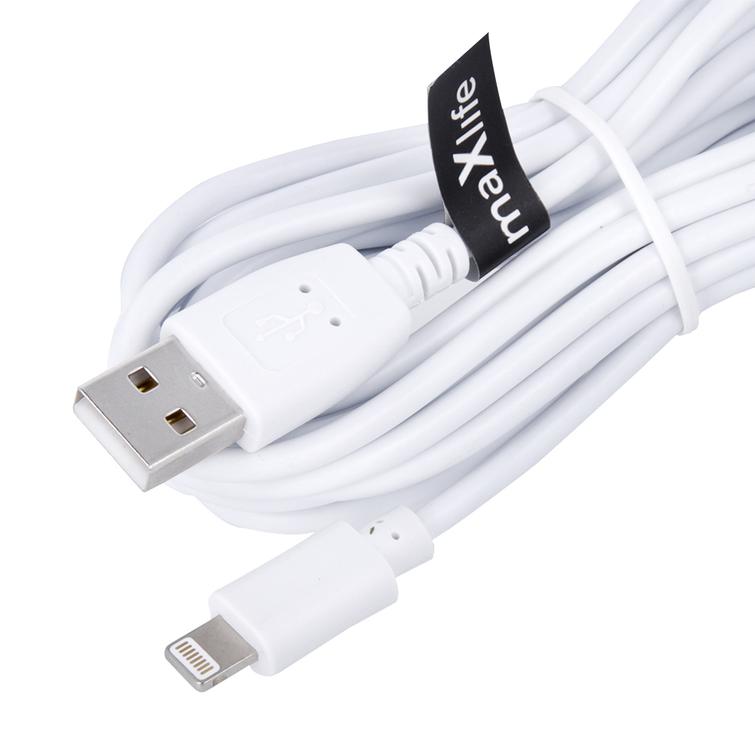 Maxlife USB-kaapeli - Lightning 3,0 m 2A valkoinen