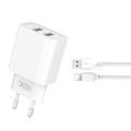 XO wall charger CE02C 2x USB 2,1A white + Lightning cable