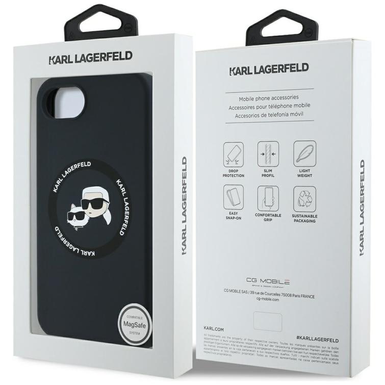 Karl Lagerfeld HC MagSafe Silicone Double Heads case for iPhone 16e Black