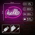 Neon LED-valo HELLO pinkki valkoinen lepakko + USB FLNE15 Forever Light
