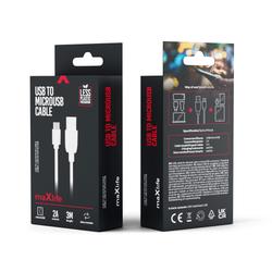 Maxlife-kaapeli USB - microUSB 3,0 m 2A valkoinen